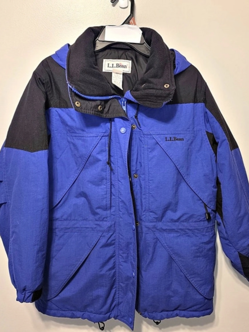 L.L.Bean Thinsulate Lite Loft Insulated Hooded Jacket Blue & Black Petite Small
